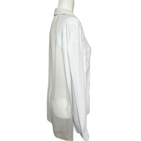 Silence & Noise Long Sleeve Sheer High Low Blouse. White. Size Small - Picture 2 of 15